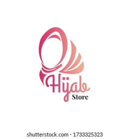 Plantilla de logotipo de HIjab. Ilustración del logo vectorial para la mujer musulmana usa tienda de moda.