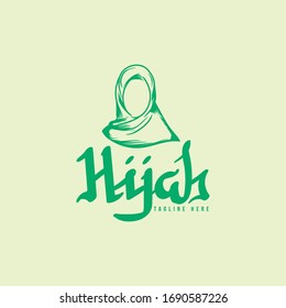 hijab logo with text space for your slogan / tag line, logo Ideas. Inspiration logo design. Template Vector Illustration. Isolated On White Background