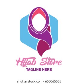 hijab logo with text space for your slogan / tag line, vector illustration