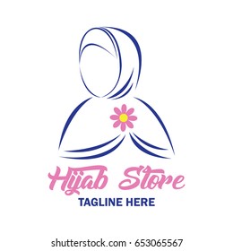 hijab logo with text space for your slogan / tag line, vector illustration