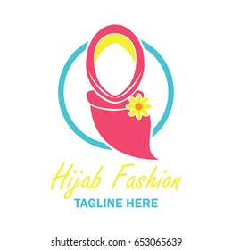 hijab logo with text space for your slogan / tag line, vector illustration