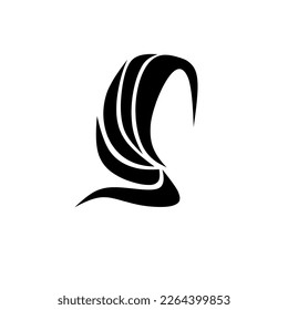 hijab logo vector black and white illustration
