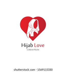 Hijab Love logo vector icon design template-vector
