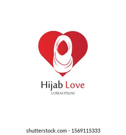 Hijab Love logo vector icon design template-vector