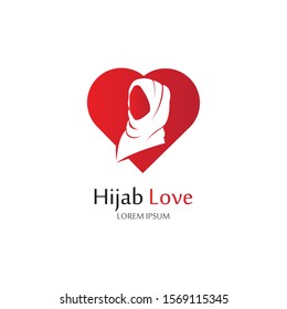 Hijab Love logo vector icon design template-vector