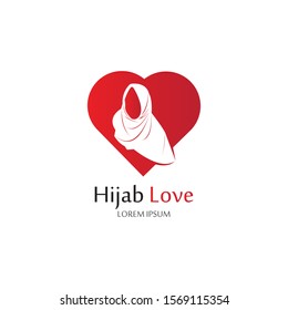 Hijab Love logo vector icon design template-vector