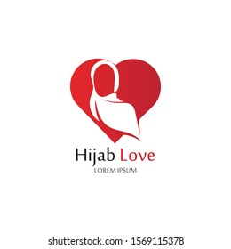 Hijab Love logo vector icon design template-vector