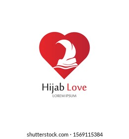 Hijab Love logo vector icon design template-vector