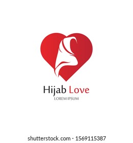 Hijab Love logo vector icon design template-vector