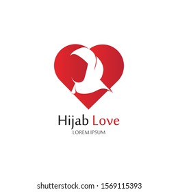 Hijab Love logo vector icon design template-vector