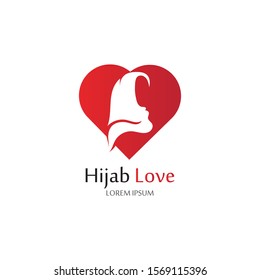 Hijab Love logo vector icon design template-vector