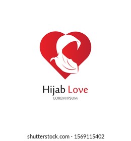Hijab Love logo vector icon design template-vector