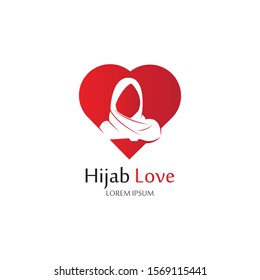 Hijab Love logo vector icon design template-vector