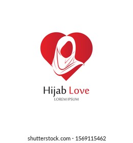 Hijab Love logo vector icon design template-vector