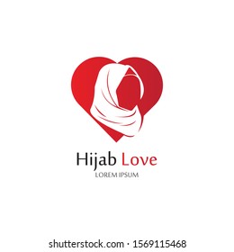Hijab Love logo vector icon design template-vector