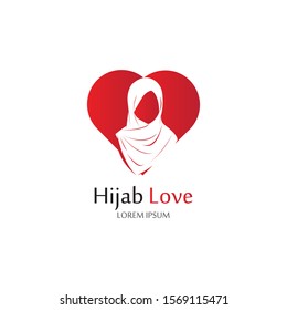 Hijab Love logo vector icon design template-vector