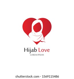 Hijab Love logo vector icon design template-vector
