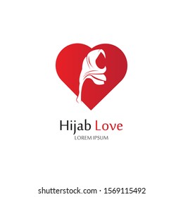 Hijab Love logo vector icon design template-vector