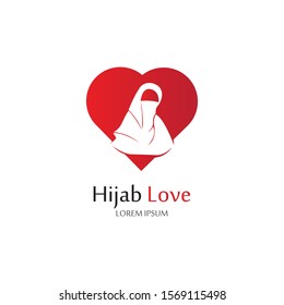 Hijab Love logo vector icon design template-vector