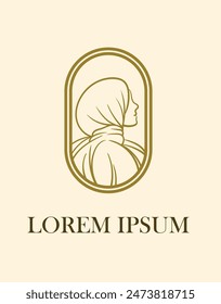 hijab is mean women scarf fashion logo icon, vector