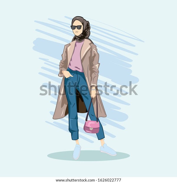 Hijab Model Fashion Trend Woman Stock Vector (Royalty Free) 1626022777