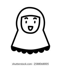 hijab moslem girl ramadhan islam eid raya - symbol icon element vector logo line art