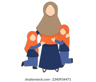 Hijab Mother and Daughter Illustration