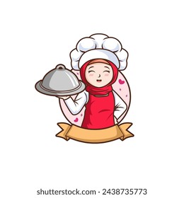 Hijab Muslim Chef Vector Nuevo Logo Premium Art, Iconos y Gráficos 4