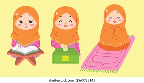 Hijab muslim girl’s daily activity