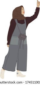 Hijab Muslim Girl Illustration with Modern Fashion