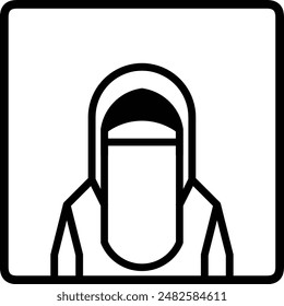 hijab niqab blank profile avatar, woman with hijab niqab sign, muslimah icon sign
