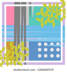 Hijab pattern with abstract trendy modern art design. Vector decorative elegant square background good for fashion textile print and pillow or blanket wrapping.