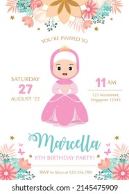 Hijab Princess Birthday Party Invitation