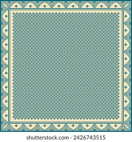 Hijab scarf flower abstract pattern.Ethnic geometric ornament with frame motif border hijab pattern.Design for fabric,print,scarves,shawl,kerchief,bandana,clothing,pareo,pillows,tablecloth,decoration.