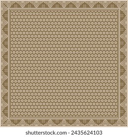 Patrón abstracto de la flor de la bufanda del hiyab.Ornamento geométrico étnico con el borde del motivo del marco hiyab pattern.Design para la tela, impresión, bufandas, mantón, pañuelo, ropa, pareo, almohadas, mantel, decoración.