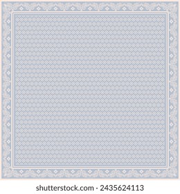 Patrón abstracto de la flor de la bufanda del hiyab.Ornamento geométrico étnico con el borde del motivo del marco hiyab pattern.Design para la tela, impresión, bufandas, mantón, pañuelo, ropa, pareo, almohadas, mantel, decoración.