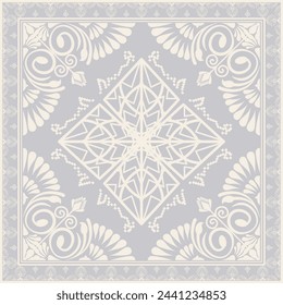 Hijab Schal Blume abstrakte Muster.Ethnische geometrische Ornament mit Rahmen Motiv Rand Hijab Muster.Design für Stoff, Druck, Schals, Schal, Kopftuch, Bandana, Kleidung, Pareo, Kissen, Tischdecke, Dekoration.