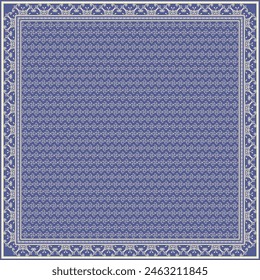 Hijab scarf flower abstract pattern.Ethnic geometric ornament with frame motif border hijab pattern.Design for fabric,print,scarves,shawl,kerchief,bandana,clothing,pareo,pillows,tablecloth,decoration.