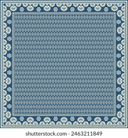 Hijab scarf flower abstract pattern.Ethnic geometric ornament with frame motif border hijab pattern.Design for fabric,print,scarves,shawl,kerchief,bandana,clothing,pareo,pillows,tablecloth,decoration.