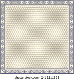 Patrón abstracto de la flor de la bufanda del hiyab.Ornamento geométrico étnico con el borde del motivo del marco hiyab pattern.Design para la tela, impresión, bufandas, mantón, pañuelo, ropa, pareo, almohadas, mantel, decoración.