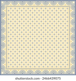 Patrón abstracto de la flor de la bufanda del hiyab.Ornamento geométrico étnico con el borde del motivo del marco hiyab pattern.Design para la tela, impresión, bufandas, mantón, pañuelo, ropa, pareo, almohadas, mantel, decoración.