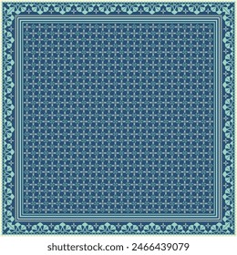 Hijab scarf flower abstract pattern.Ethnic geometric ornament with frame motif border hijab pattern.Design for fabric,print,scarves,shawl,kerchief,bandana,clothing,pareo,pillows,tablecloth,decoration.