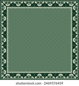 Hijab scarf flower abstract pattern.Ethnic geometric ornament with frame motif border hijab pattern.Design for fabric,print,scarves,shawl,kerchief,bandana,clothing,pareo,pillows,tablecloth,decoration.