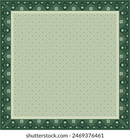 Hijab scarf flower abstract pattern.Ethnic geometric ornament with frame motif border hijab pattern.Design for fabric,print,scarves,shawl,kerchief,bandana,clothing,pareo,pillows,tablecloth,decoration.