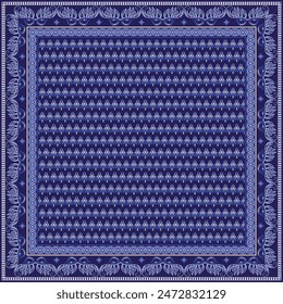 Hijab Schal Blume abstrakte Muster.Ethnische geometrische Ornament mit Rahmen Motiv Rand Hijab Muster.Design für Stoff, Druck, Schals, Schal, Kopftuch, Bandana, Kleidung, Pareo, Kissen, Tischdecke, Dekoration.