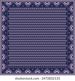 Hijab scarf flower abstract pattern.Ethnic geometric ornament with frame motif border hijab pattern.Design for fabric,print,scarves,shawl,kerchief,bandana,clothing,pareo,pillows,tablecloth,decoration.