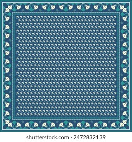Patrón abstracto de la flor de la bufanda del hiyab.Ornamento geométrico étnico con el borde del motivo del marco hiyab pattern.Design para la tela, impresión, bufandas, mantón, pañuelo, ropa, pareo, almohadas, mantel, decoración.