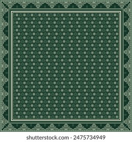 Hijab scarf flower abstract pattern.Ethnic geometric ornament with frame motif border hijab pattern.Design for fabric,print,scarves,shawl,kerchief,bandana,clothing,pareo,pillows,tablecloth,decoration.