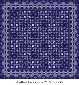 Hijab scarf flower abstract pattern.Ethnic geometric ornament with frame motif border hijab pattern.Design for fabric,print,scarves,shawl,kerchief,bandana,clothing,pareo,pillows,tablecloth,decoration.