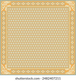 Hijab scarf flower abstract pattern.Ethnic geometric ornament with frame motif border hijab pattern.Design for fabric,print,scarves,shawl,kerchief,bandana,clothing,pareo,pillows,tablecloth,decoration.